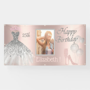 Banderoles Ballons, Verre, Talons, Robe Photo 25e anniversair