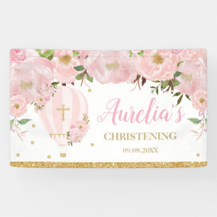 Banderoles Balloon à air chaud Blush rose Floral en toile de
