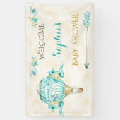 Banderoles Balloon à air chaud Turquoise Gold Flèches Roses (Vertical)