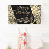 Banderoles Balloons de Parties scintillant en or noir moderne (En situation)