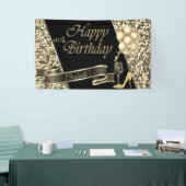 Banderoles Balloons de Parties scintillant en or noir moderne (Salon professionnel)