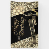 Banderoles Balloons de Parties scintillant en or noir moderne (Vertical)