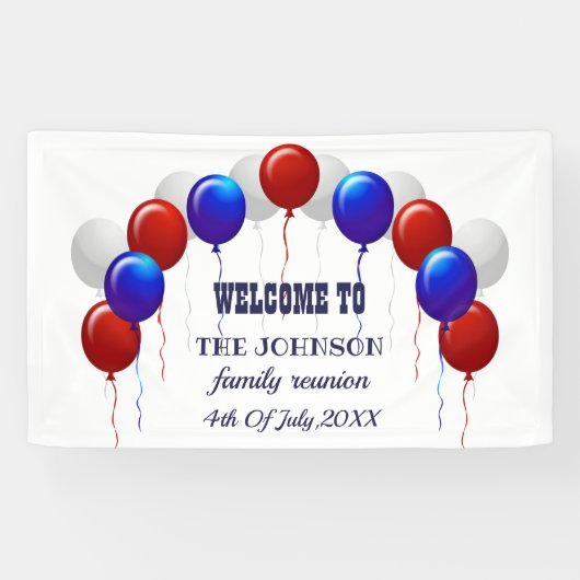 Banderoles Ballotte rouge et bleu Reunion familiale (Horizontal)