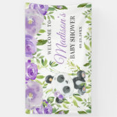 Banderoles Bambou Panda Purple Flore Vert Sur fond (Vertical)