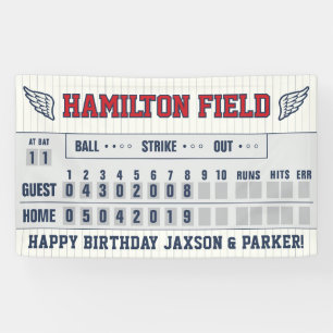 Banderoles Bande de baseball Red Navy Scoreboard Anniversaire