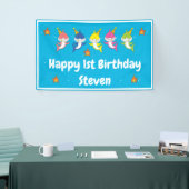 Banderoles Bande dessinée mignonne de famille de requin (Salon professionnel)