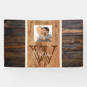 Banderoles Bande en bois rustique Monogramme photo