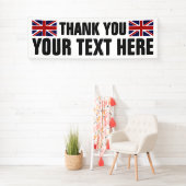 Banderoles Bandeau de Merci personnalisé avec drapeaux anglai (En situation)