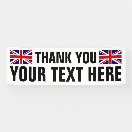 Banderoles Bandeau de Merci personnalisé avec drapeaux anglai (Horizontal)