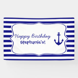 Banderoles Bandes de la Marine et Ancre nautique fête d'anniv