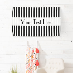 Banderoles Bandes noires et blanches, Motif rayé, Lignes