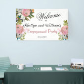 Banderoles BANNER Elegant Floral Engagement Party Welcome (Salon professionnel)