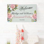Banderoles BANNER Elegant Floral Engagement Party Welcome (En situation)
