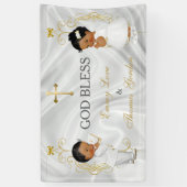 Banderoles Baptême de baptême de jumeaux de bébé et de fille (Vertical)