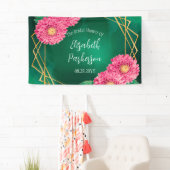 Banderoles Baptême de mariage géométrique or Chrysanthèmes ro (En situation)