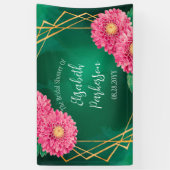 Banderoles Baptême de mariage géométrique or Chrysanthèmes ro (Vertical)