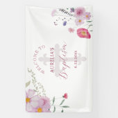 Banderoles Baptême fleur sauvage (Verticale)