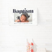 Banderoles Baptême Moderne Gras Simple Merci Photo (Insitu)