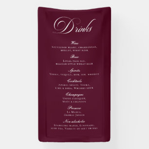 Banderoles Bar à boissons de mariage à calligraphie bourguign