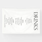 Banderoles Bar Mariage moderne élégant en tissu menu boissons (Horizontal)