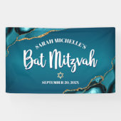 Banderoles Bar Mitzvah Agate Dorée Turquoise Ombre Gras Scrip (Horizontal)