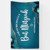Banderoles Bar Mitzvah Agate Dorée Turquoise Ombre Gras Scrip (Vertical)