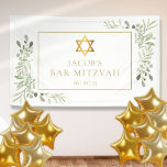 Banderoles Bar Mitzvah Bat mitzvah de la verdure<br><div class="desc">Doté de feuilles d'aquarelle délicats et d'une élégante étoile dorée de David,  cette bannière chic Bar Mitzvah ou Bar Mitzvah peut être personnalisée avec vos détails spéciaux de l'événement. Conçu par Thisisnotme©</div>