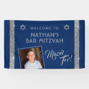 Banderoles Bar Mitzvah Blue Silver Mazel Tov Félicitations Ba