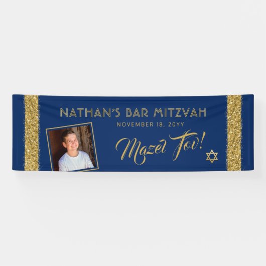 Banderoles Bar Mitzvah Blue Welcome Mazel Tov Large (Horizontal)
