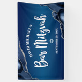 Banderoles Bar Mitzvah Modern Navy Blue Ombre Agate Script (Vertical)