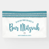 Banderoles Bar Mitzvah Moderne Turquoise Argent Tallit Script (Horizontal)