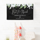 Banderoles Bar Mitzvah Noir Argent Écriture Aquarelle Florale (En situation)