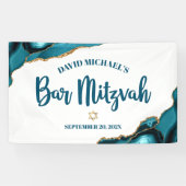 Banderoles Bar Mitzvah Simple Moderne Agate Turquoise Script (Horizontal)