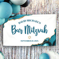 Bar Mitzvah Simple Moderne Agate Turquoise Script
