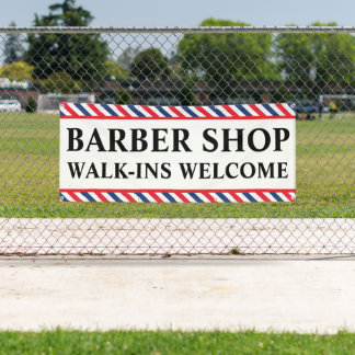 Banderoles Barber Shop Walk Ins Welcome Business Advert