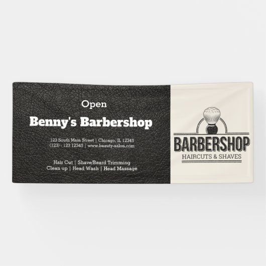 Banderoles Barbershop look cuir (Horizontal)