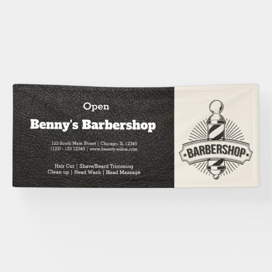 Banderoles Barbershop look cuir (Horizontal)