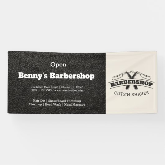 Banderoles Barbershop look cuir (Horizontal)