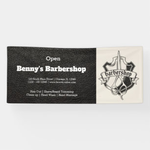 Banderoles Barbershop look cuir