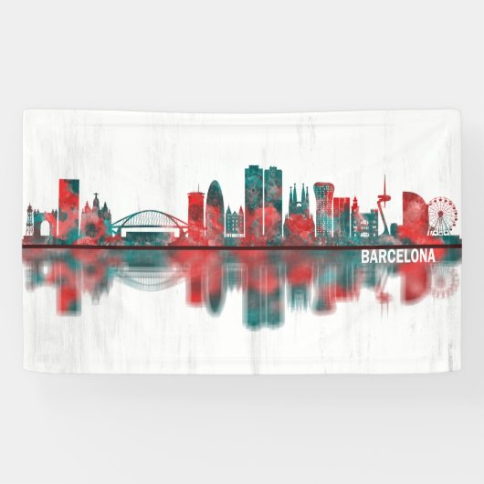 Banderoles Barcelona Espagne Skyline (Horizontal)