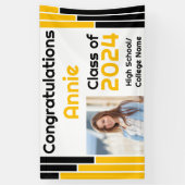 Banderoles Bars Noir & Or Une photo Graduation (Vertical)