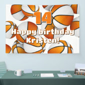 Banderoles basket blanc orange jeune athlète fête (Salon professionnel)