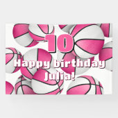 Banderoles basket blanc rose filles sport fête d'anniversaire (Horizontal)