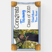 Banderoles Basketball Blue & Black One Photo Graduation (Vertical)