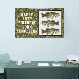 Banderoles Basse à grande bouche Pêche Cool Hommes Anniversai