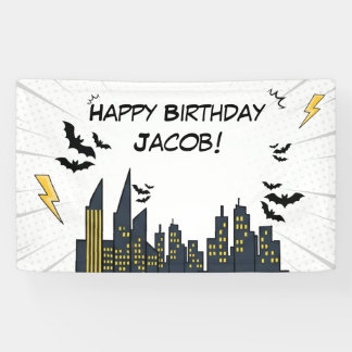 Banderoles Bat Black and Gray Comic Birthday
