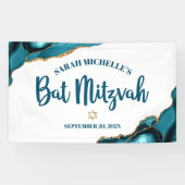 Banderoles Bat Mitzvah Agate Moderne Or Turquoise Script (Horizontal)
