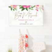 Banderoles Bat mitzvah Aquarelle rose Floral Gold Script (En situation)