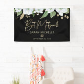 Banderoles Bat mitzvah Black Gold Script Aquarelle Floral (En situation)