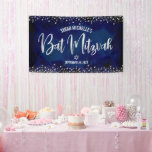 Banderoles Bat mitzvah d'argent de la marine - Parties scinti<br><div class="desc">Soyez fier, réjouissez-vous et présentez cette étape importante de votre Bat mitzvah préféré ! Accrochez cette étonnante bannière moderne, élégante et personnalisée pour ajouter à sa journée spéciale. Un arrière - plan sophistiqué et dramatique de couleur bleu marine est superposé par un script de calligraphie à feuille d'argent et des...</div>